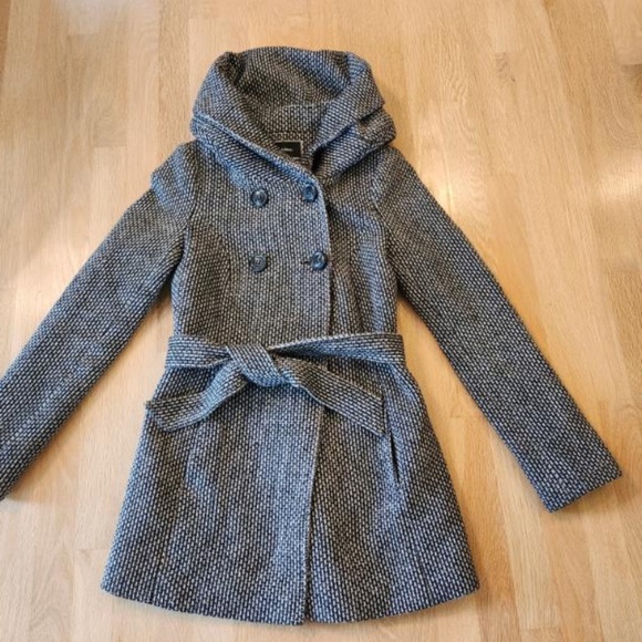 Le Chateau Grey hooded shawl dress winter coat - Picture 1 of 7
